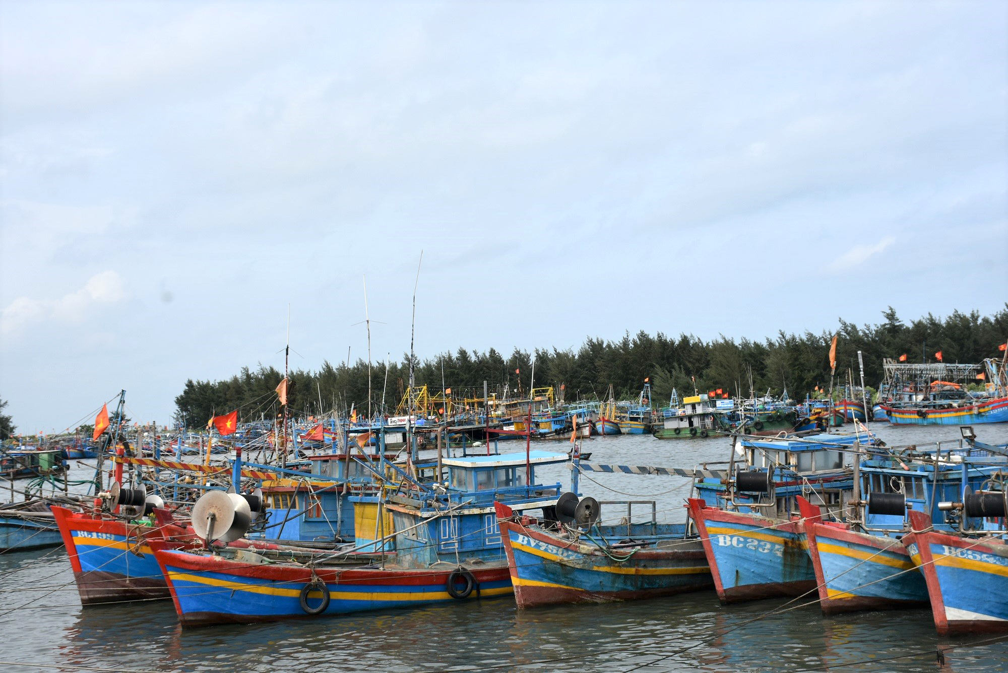 Ngư dân trên địa bàn tỉnh chủ động bảo đảm an toàn khi đánh bắt trên biển vào mùa mưa bão.  Trong ảnh: Tàu thuyền neo đậu tại cảng cá Bến Lội (xã Bình Châu, huyện Xuyên Mộc).
