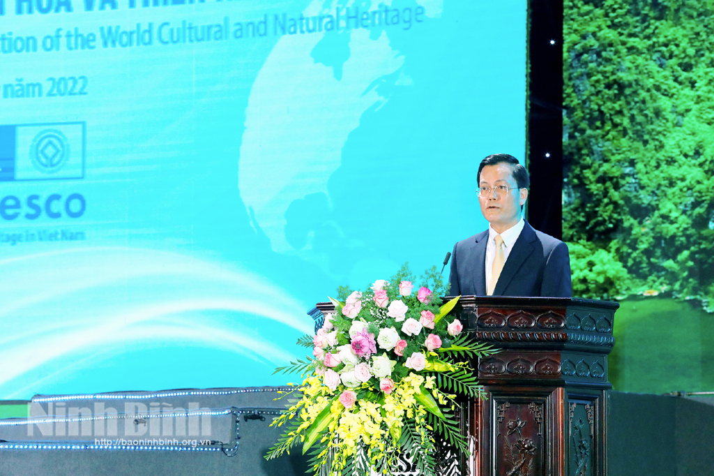 Phó Bí thư Tỉnh ủy, Chủ tịch UBND tỉnh Ninh Bình Phạm Quang Ngọc phát biểu tại Lễ kỷ niệm.