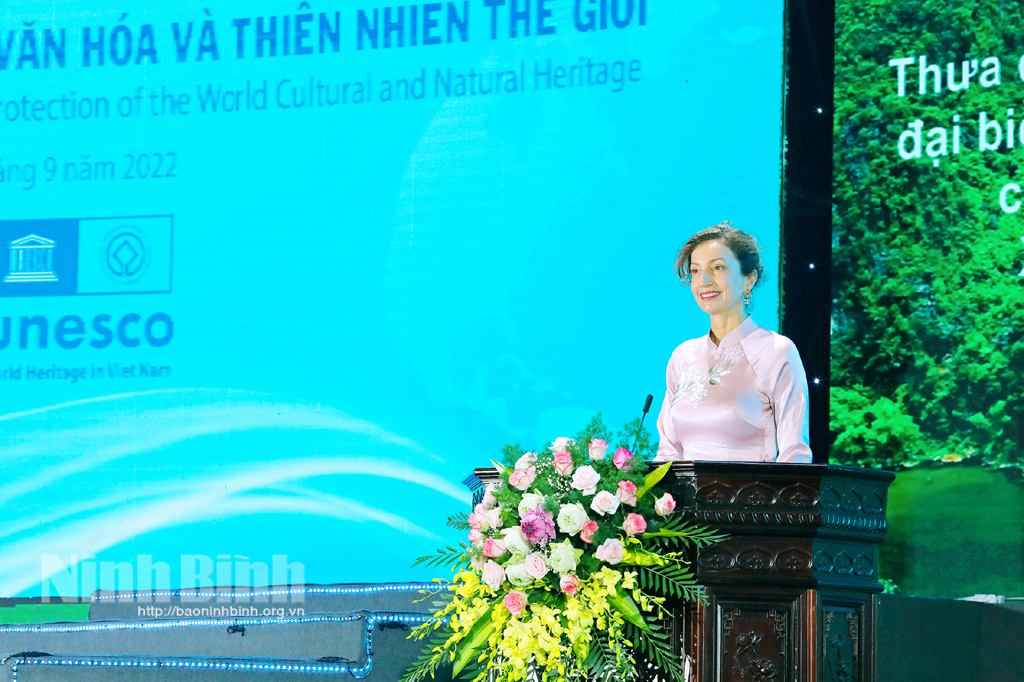 Bà Audrey Azoulay, Tổng Giám đốc UNESCO phát biểu tại Lễ kỷ niệm.