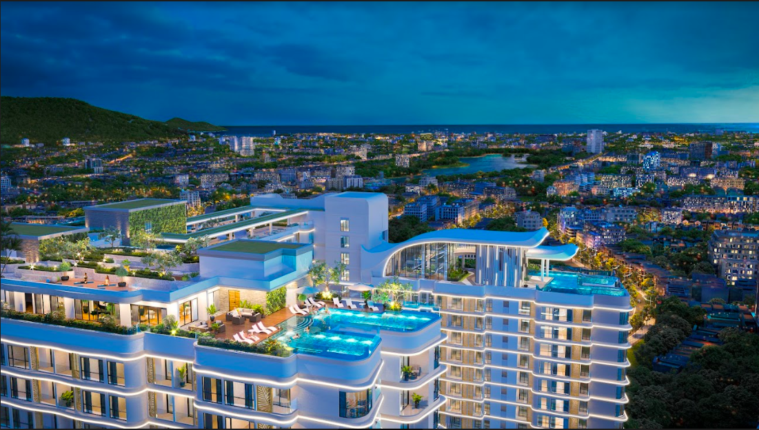 Phối cảnh dự án FiveSeasons Homes - Vung Tau Central Beach về đêm. Ảnh: Hưng Thịnh Land