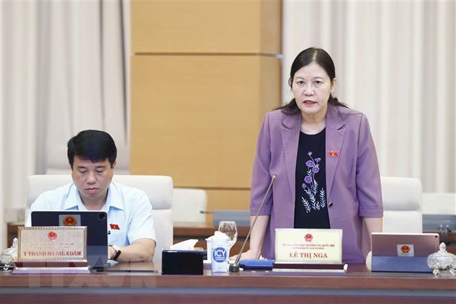 Chủ nhiệm Ủy ban Tư pháp của Quốc hội Lê Thị Nga phát biểu.