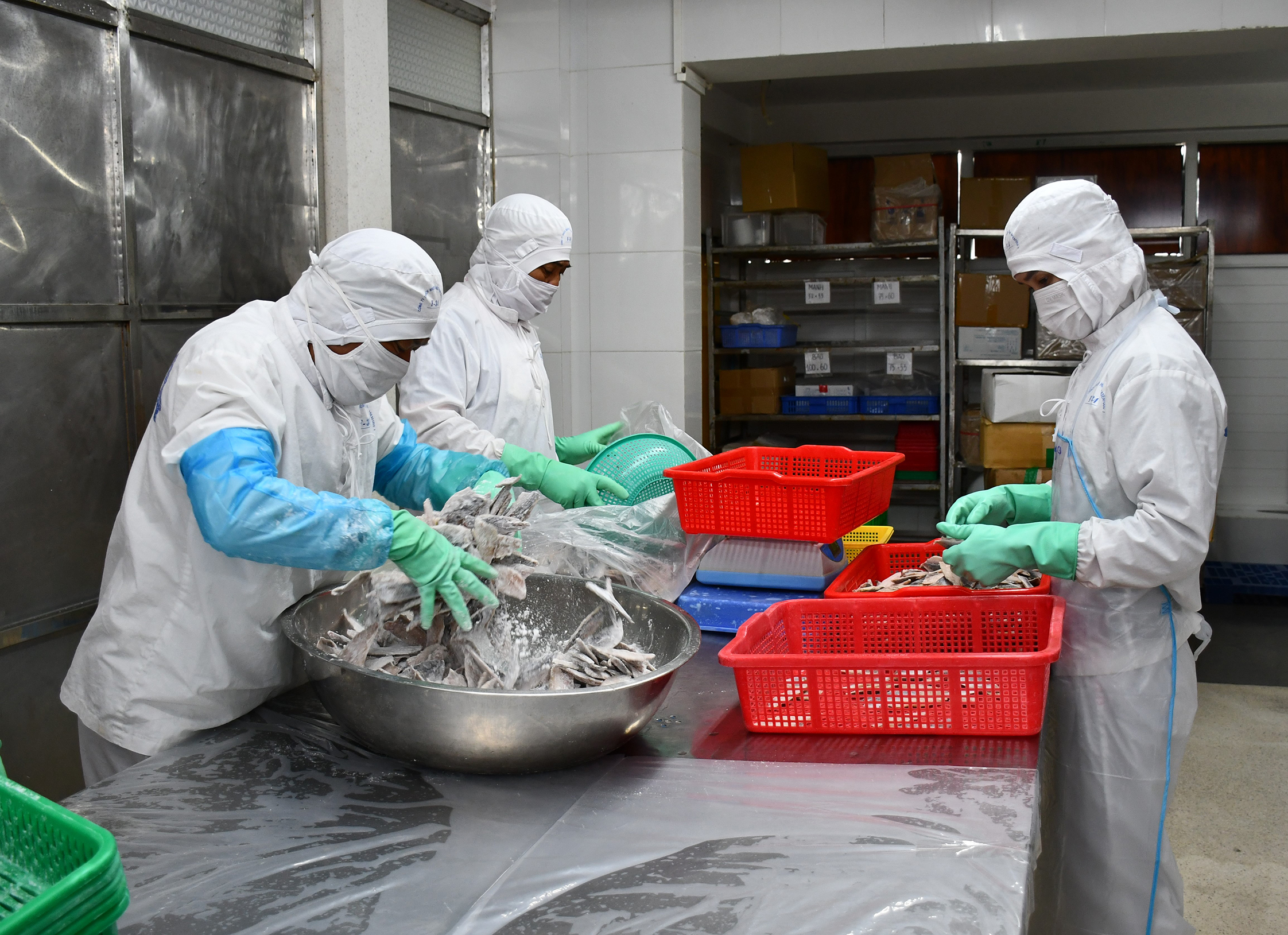 NLĐ của Công ty TNHH Baseafood 1 (TP.Bà Rịa) nghiêm túc làm việc trong ngày đầu năm mới.