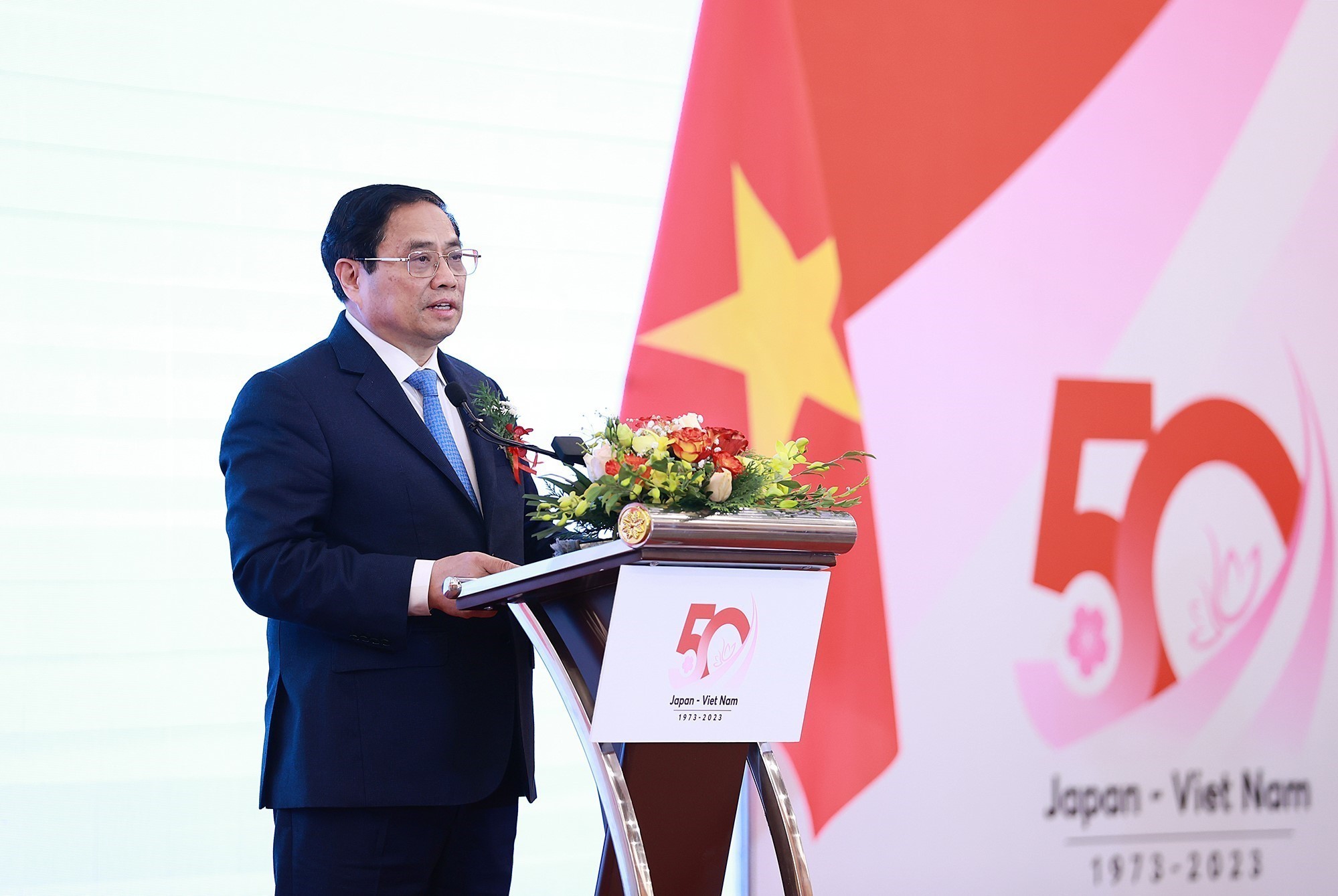 Thủ tướng Phạm Minh Chính phát biểu tại Hội thảo kinh tế cấp cao Việt Nam - Nhật Bản. Ảnh: DƯƠNG GIANG