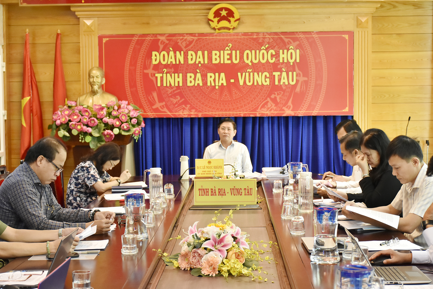 Ông Lê Ngọc Khánh, Phó Chủ tịch UBND tỉnh chủ trì tại điểm cầu Bà Rịa-Vũng Tàu