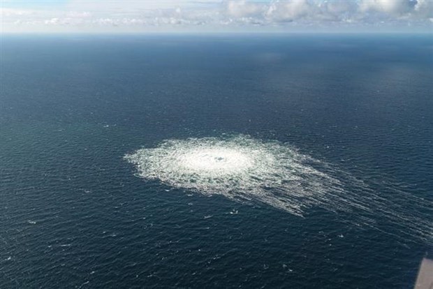 Vị trí rò rỉ trên đường ống Dòng chảy phương Bắc dưới biển Baltic ngày 27/9/2022.