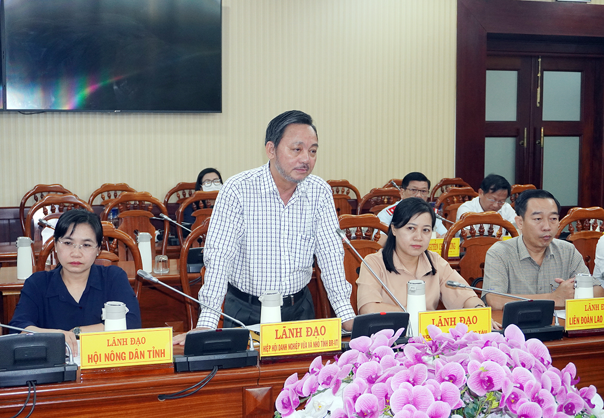Ông Phạm Văn Triêm, Chủ tịch Hiệp hội DNNVV tỉnh bảy tỏ sự vui mừng khi Tổ công tác đặc biệt được thành lập.