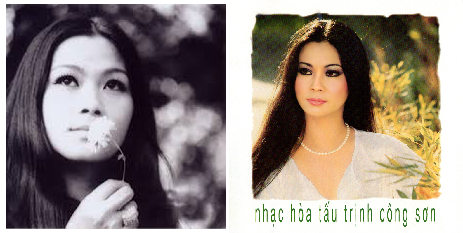 Khánh Ly thời xuân sắc và trên bìa CD nhạc Trịnh Công Sơn.