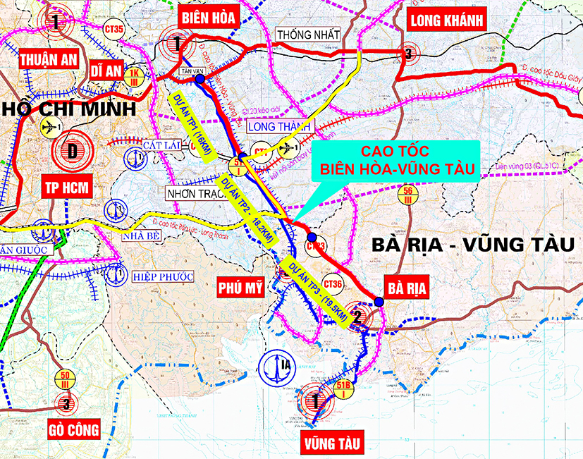 Sơ đồ cao tốc Biên Hòa - Vũng Tàu.