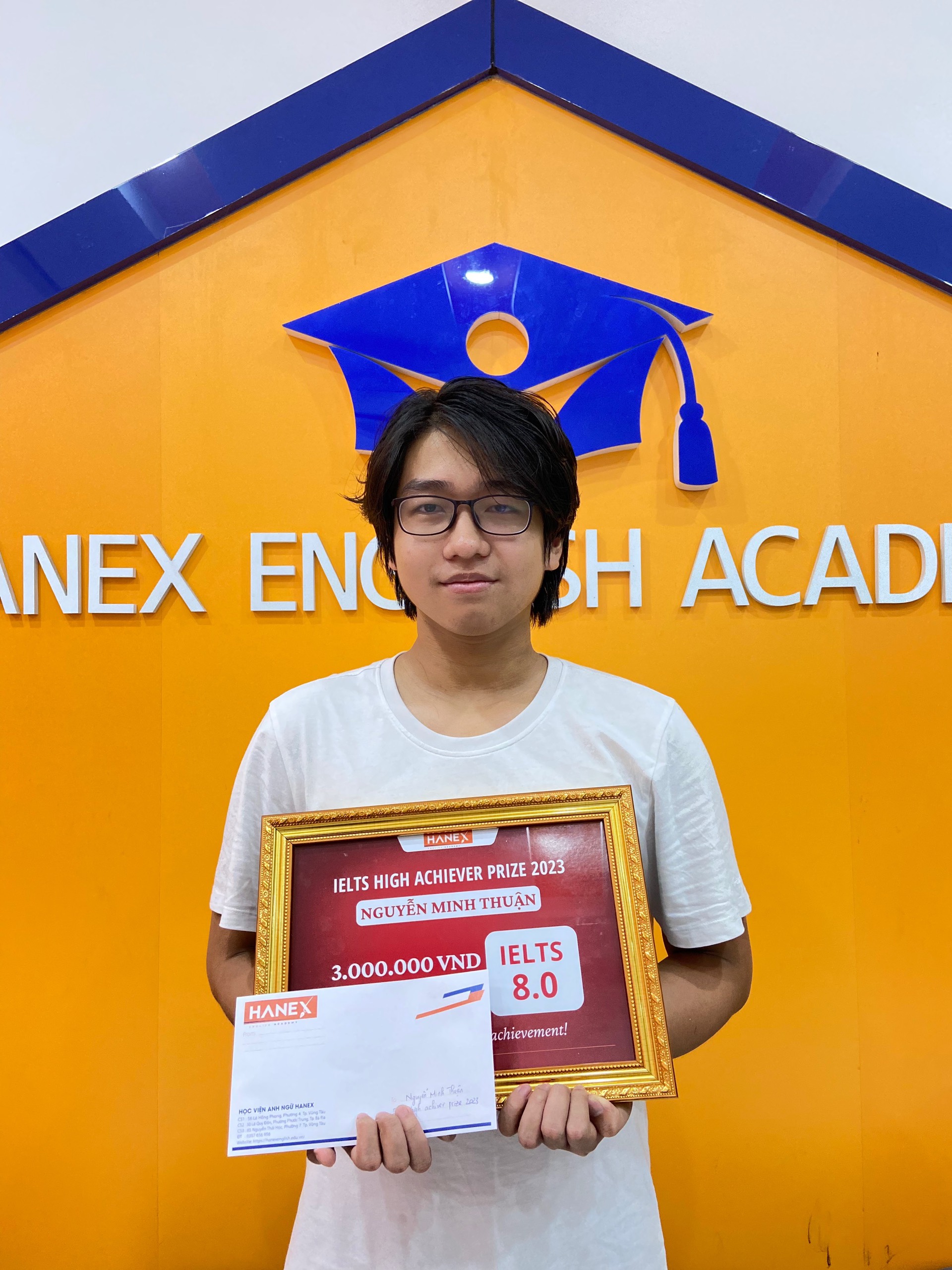 Minh Thuận xuất sắc giành được số điểm ấn tượng 8.0 IELTS với hình thức thi IELTS trên máy tính ngay trong lần đầu tiên dự thi.