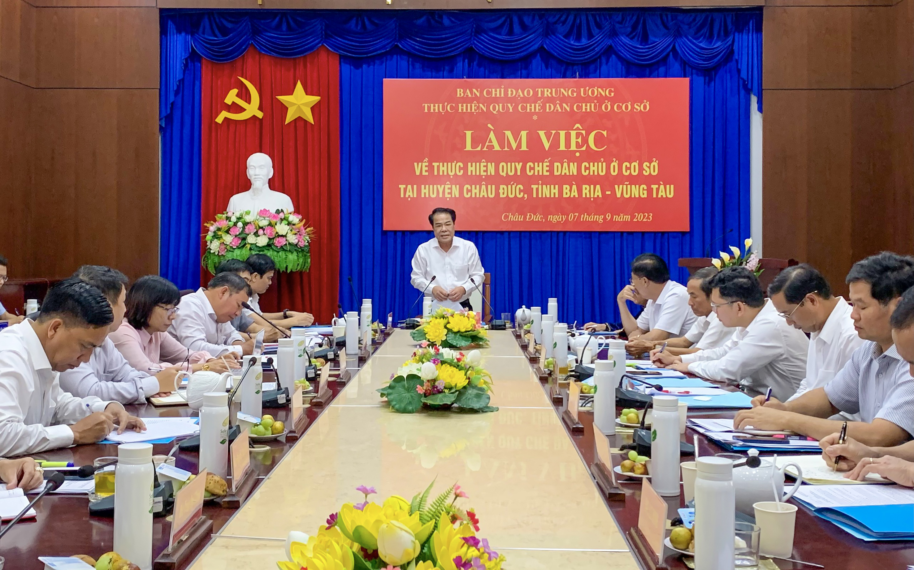 Đoàn kiểm tra Ban chỉ đạo Trung ương thực hiện quy chế dân chủ ở cơ sở làm việc với huyện Châu Đức.