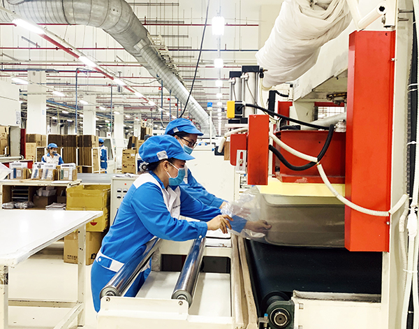 Công nhân Công Ty TNHH Nitori Bà Rịa - Vũng Tàu (KCN Phú Mỹ 3) trong giờ sản xuất.
