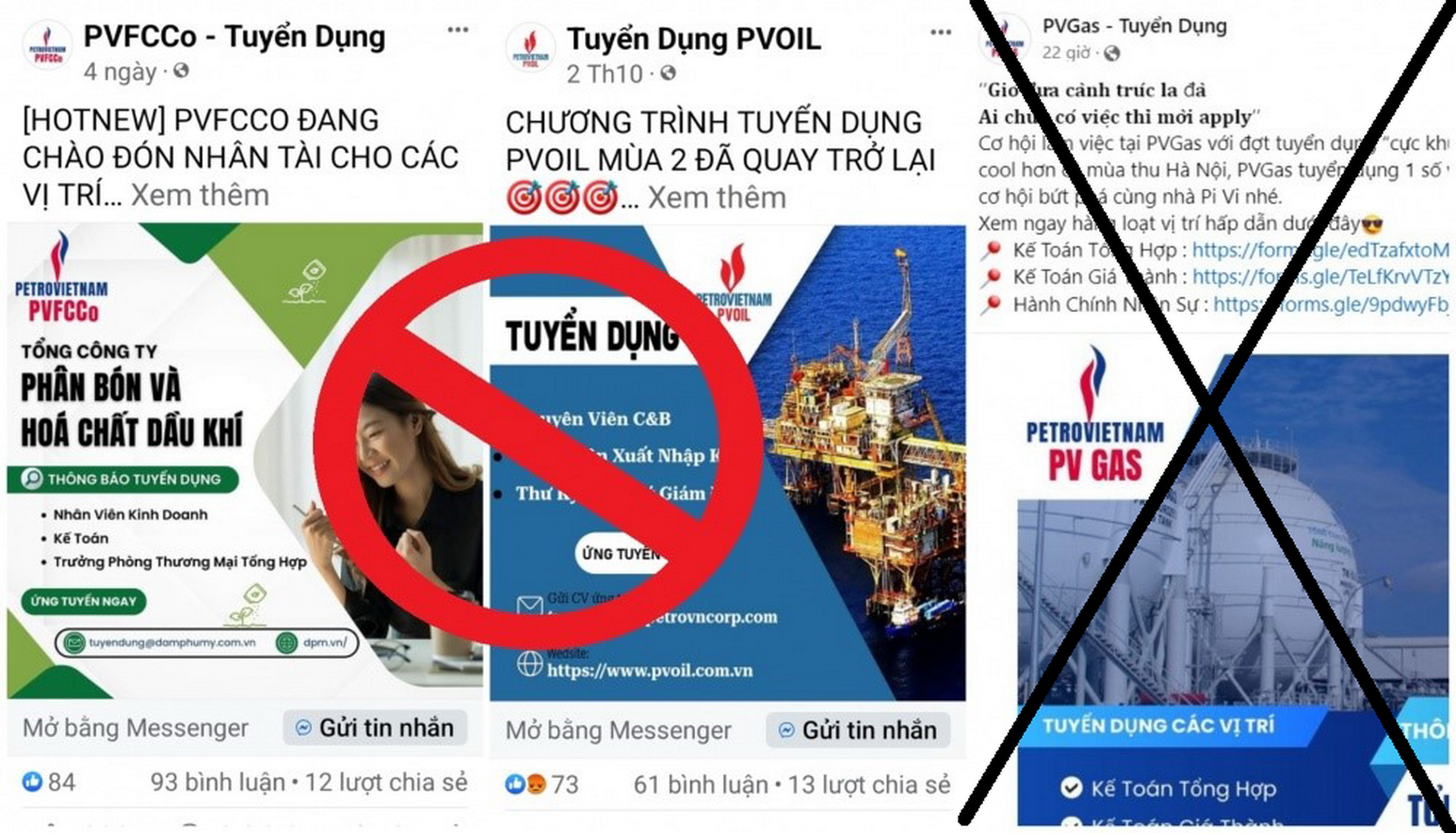 Các fanpage tuyển dụng giả mạo tràn lan trên Facebook.