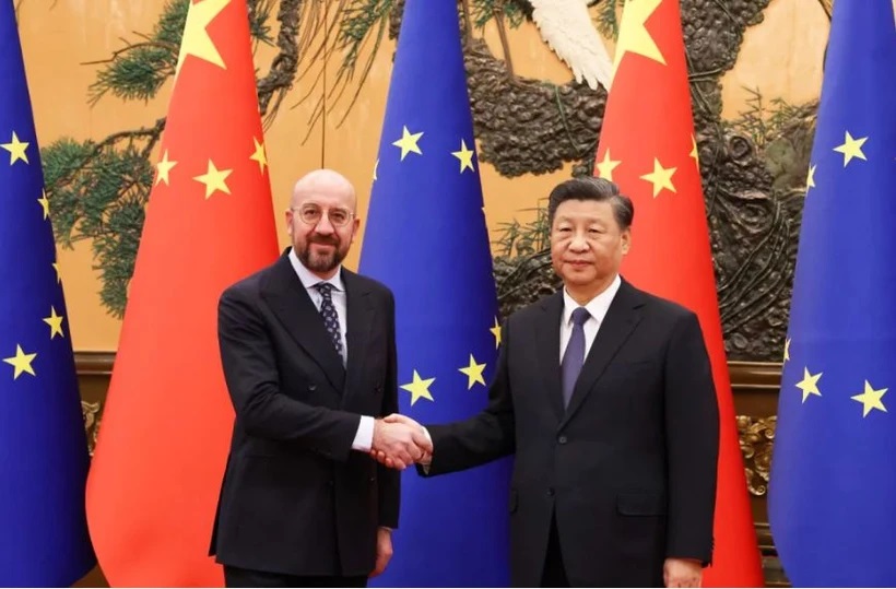 Chủ tịch Hội đồng châu Âu Charles Michel và Chủ tịch Trung Quốc Tập Cận Bình.