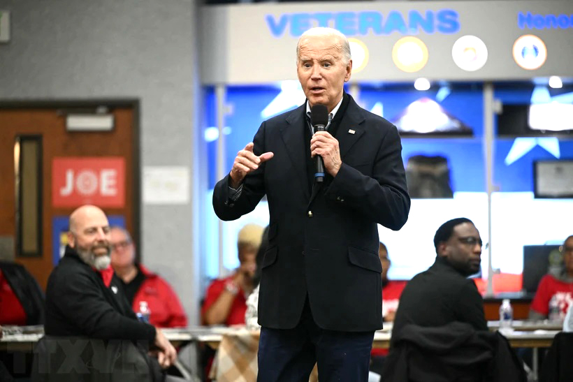 Tổng thống Mỹ Joe Biden trong cuộc vận động tranh cử  ở bang Michigan ngày 1/2/2024.