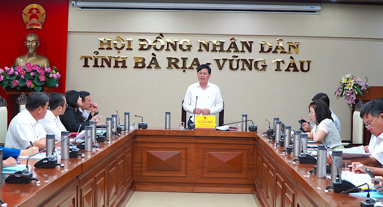 Phó Chủ tịch UBND tỉnh Lê Ngọc Khánh phát biểu kết luận cuộc họp.