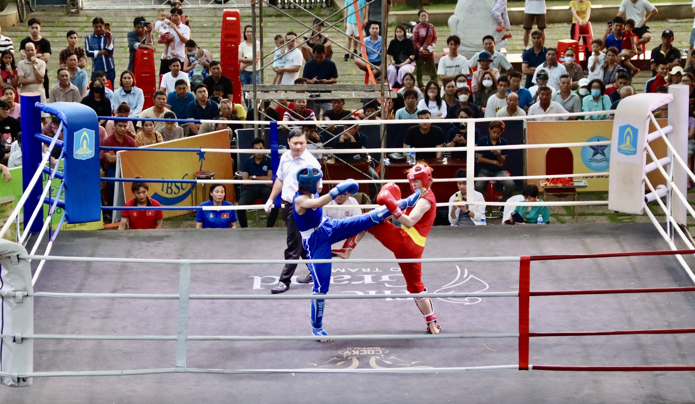 Trong quý I/2023, thể thao thành tích cao tiếp tục gặt hái thành trong: trong ảnh: Các võ sĩ thi đấu tại giải muay quốc gia 2024.