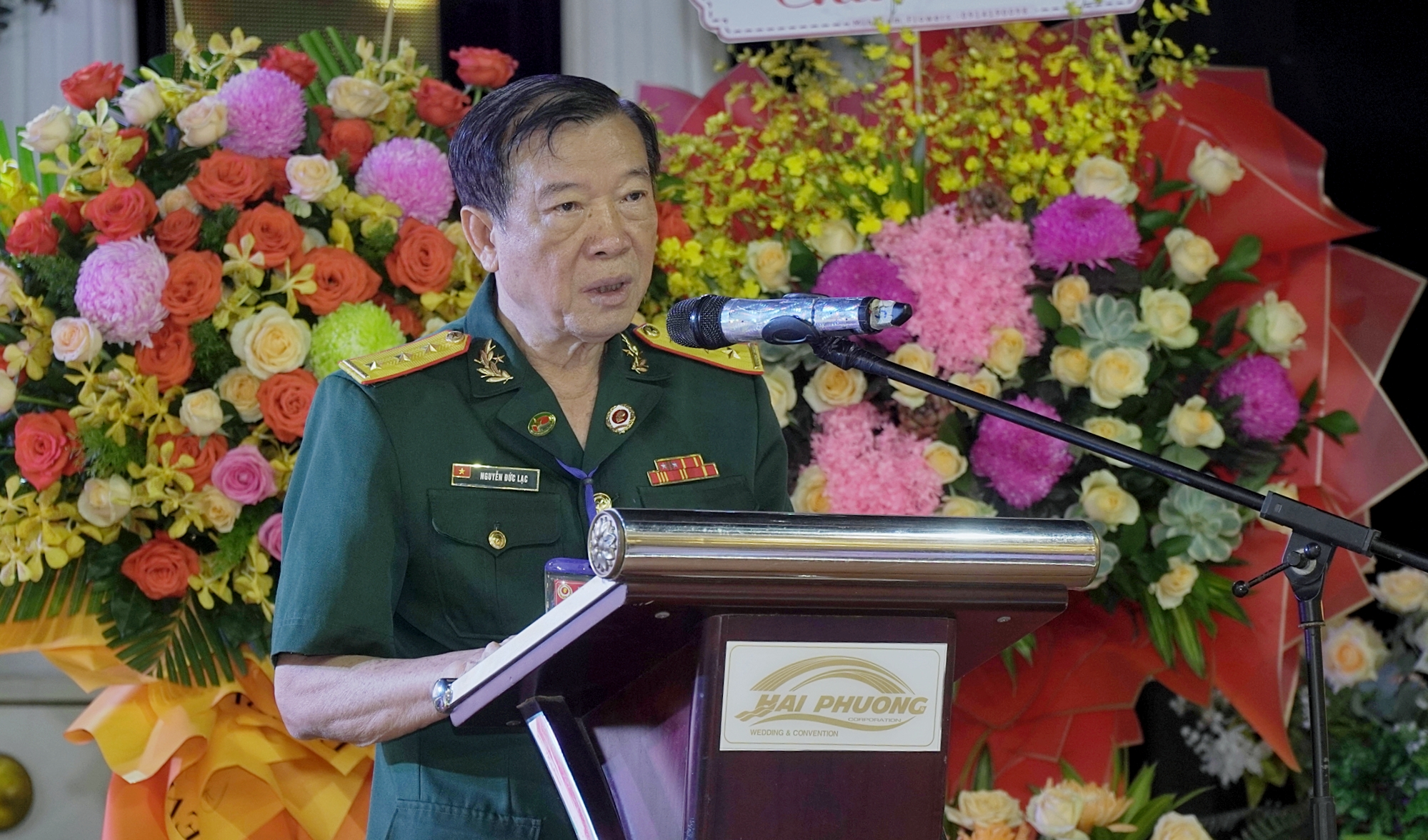Ông Nguyễn Đức Lạc, Chủ tịch Hội doanh nhân CCB tỉnh phát biểu tại Đại hội.