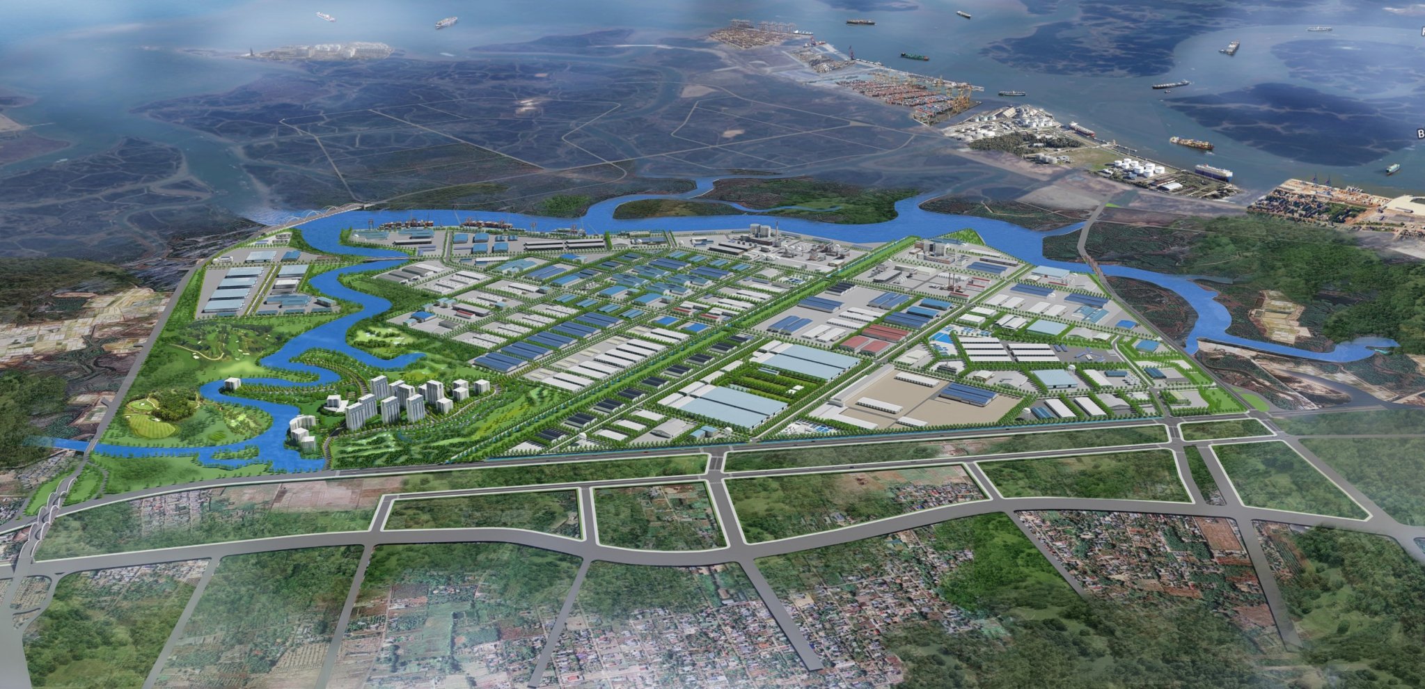 Công ty CP đầu tư Thanh Bình - Phú Mỹ dự kiến xây Khu dân cư phức hợp Harbor City dành cho chuyên viên nước ngoài và cư dân địa phương, tọa lạc tại khu vực ven sông nối liền khu công nghiệp và khu đô thị, sân golf 18 lỗ và khu tiện ích.