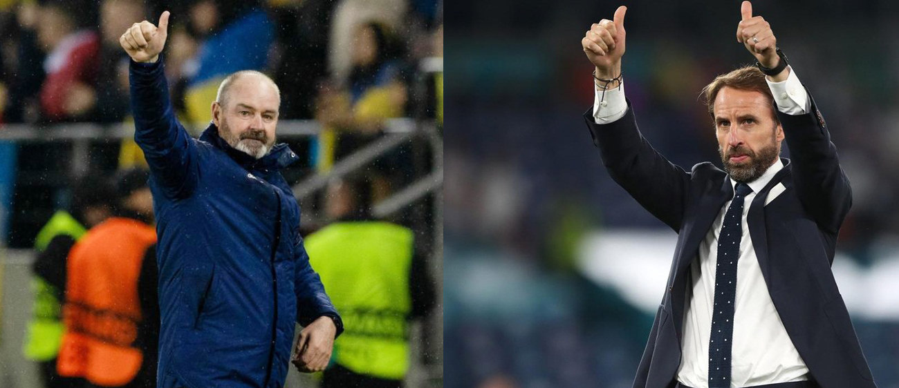 Huấn luyện viên đội tuyển Scotland, Steve Clarke và Anh, Gareth Southgate.