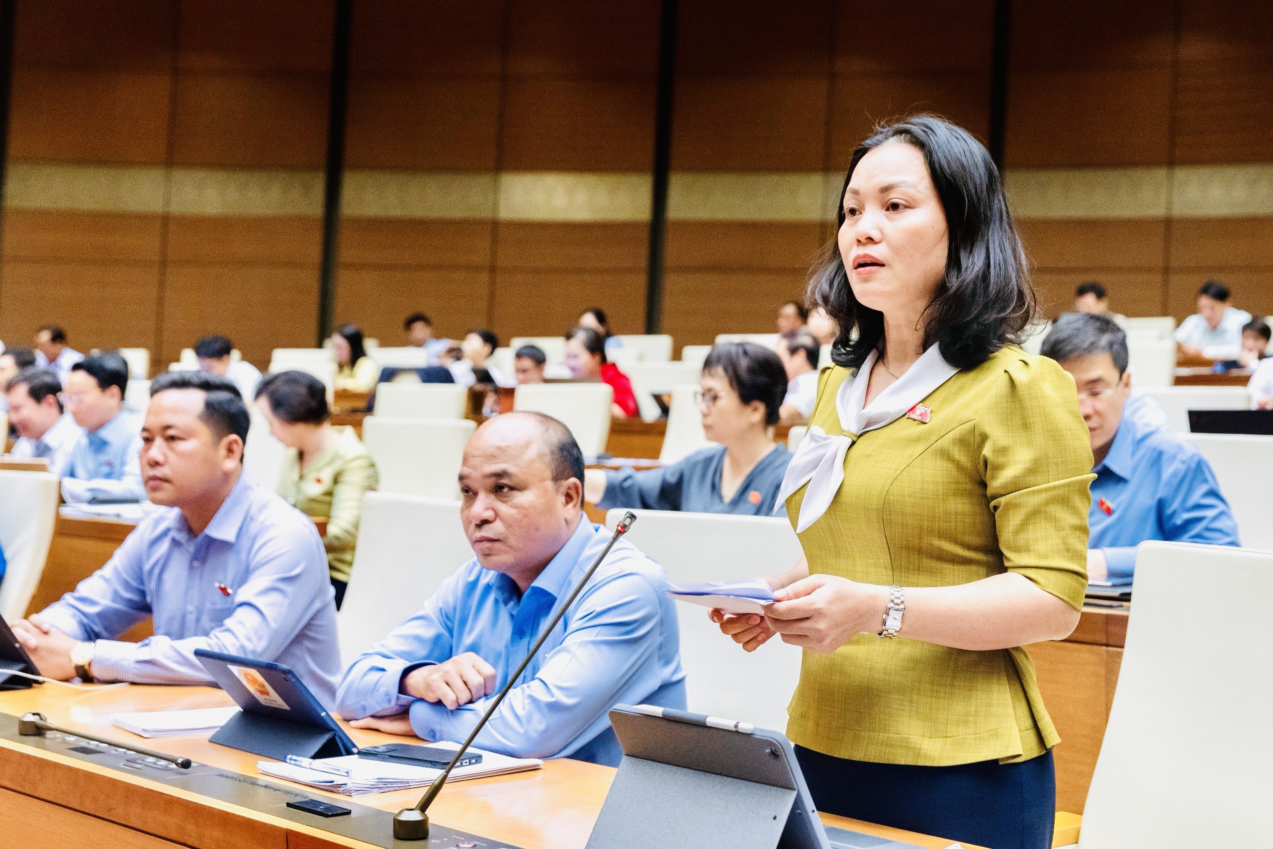Bà Huỳnh Thị Phúc, Phó Trưởng Đoàn ĐBQH tỉnh Bà Rịa – Vũng Tàu phát biểu tại phiên họp.