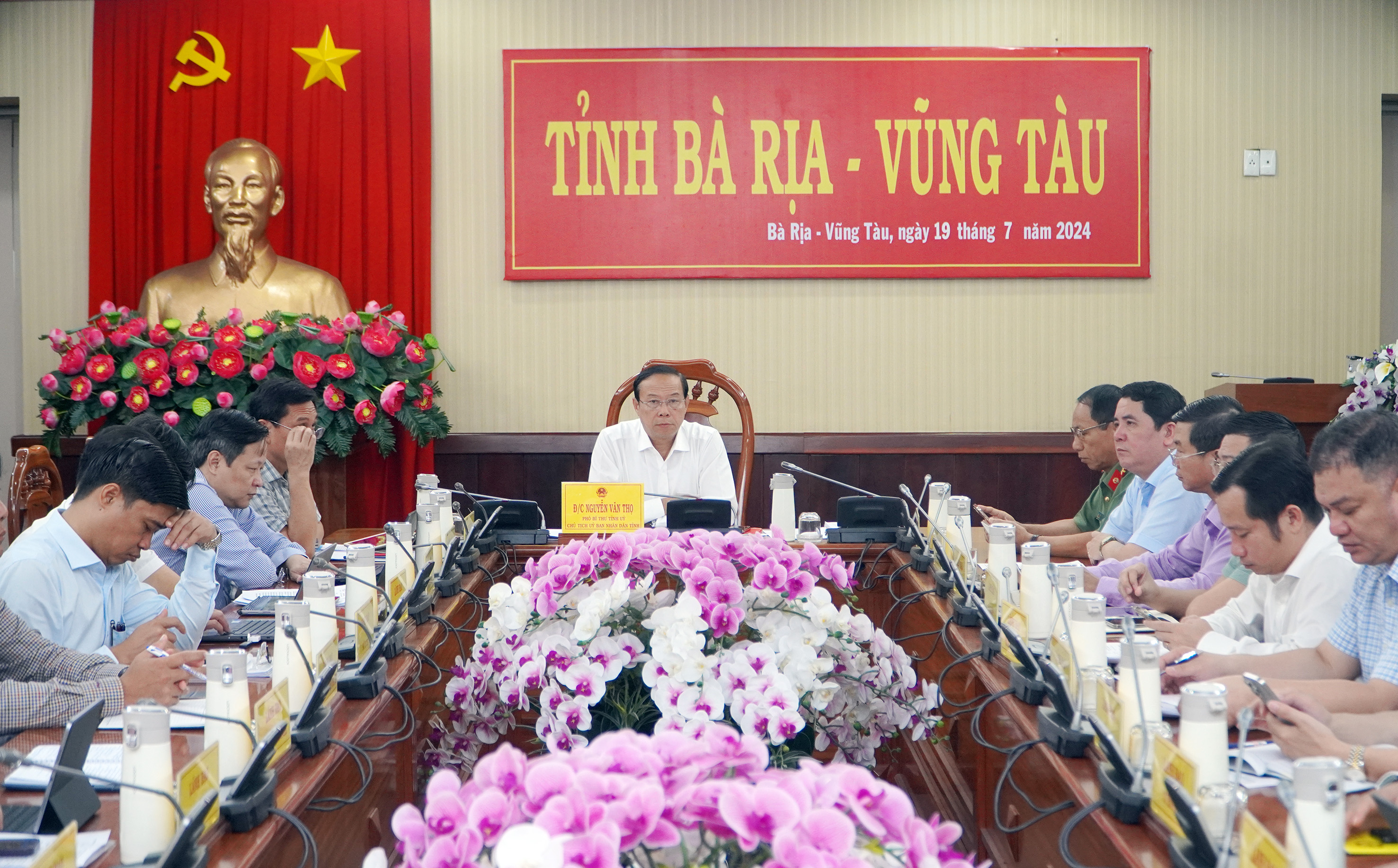 Chủ tịch UBND tỉnh Nguyễn Văn Thọ tham dự hội nghị tại điểm cầu tỉnh Bà Rịa-Vũng Tàu.
