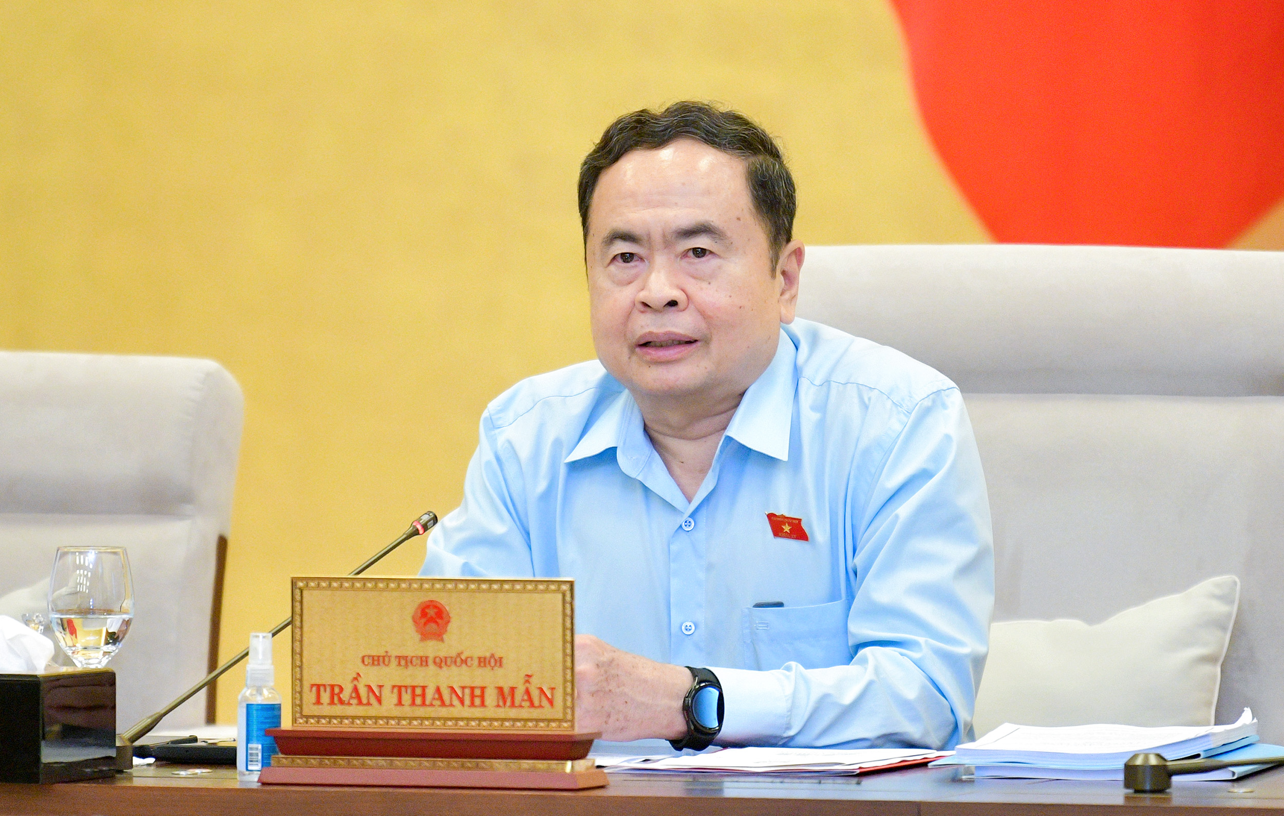 Chủ tịch Quốc hội Trần Thanh Mẫn phát biểu tại phiên họp.