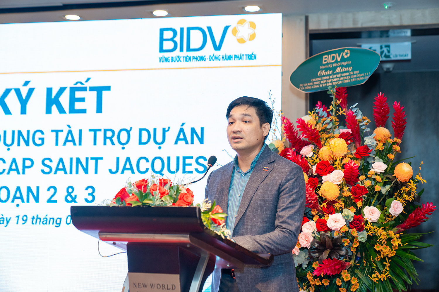 Ông Nguyễn Huy Cường, Tân Chủ tịch HĐQT Tập đoàn DIC phát biểu tại một sự kiện ngay sau khi được bổ nhiệm
