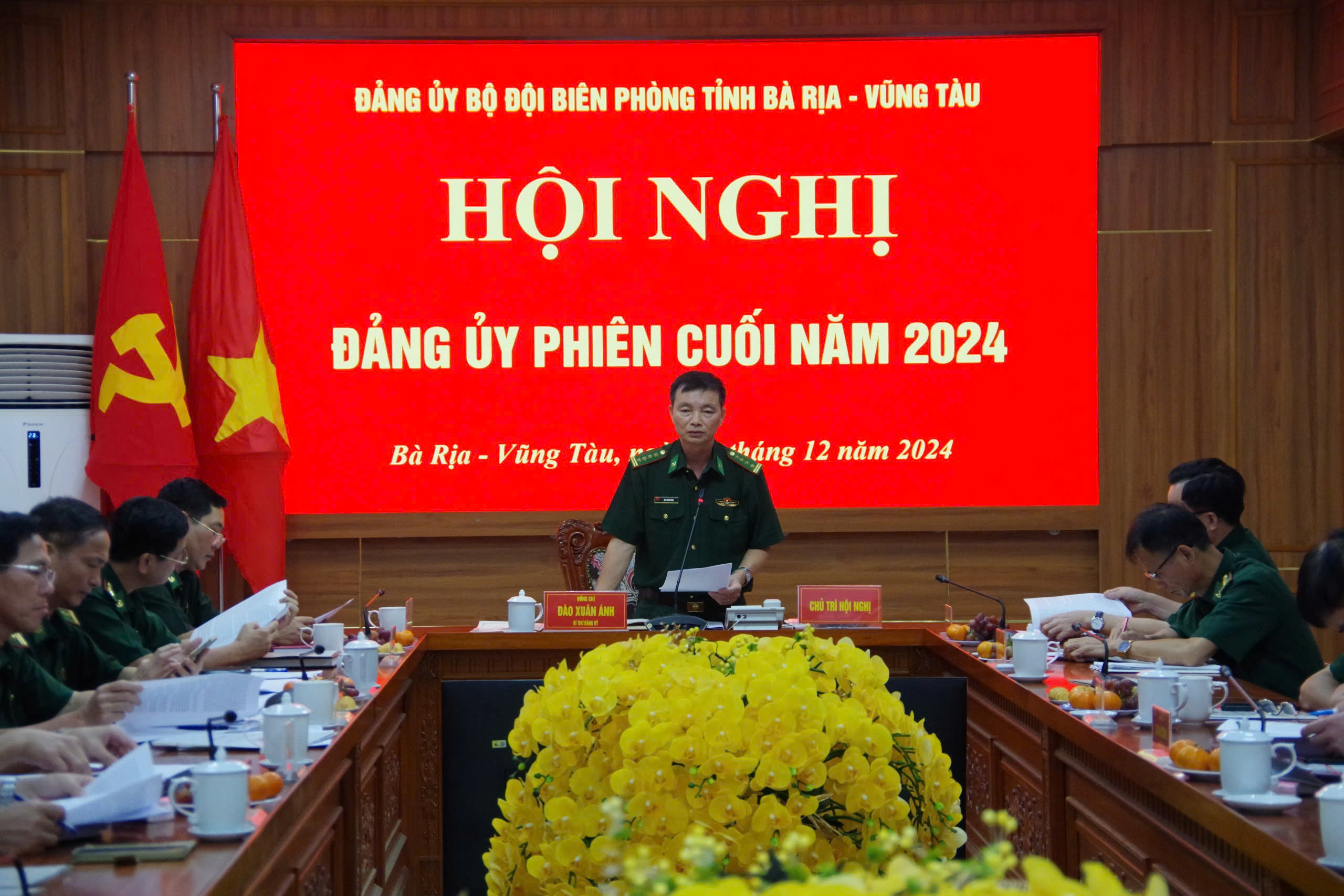 Đại tá Đào Xuân Ánh, Bí thư Đảng ủy, Chính ủy BĐBP tỉnh chủ trì hội nghị.