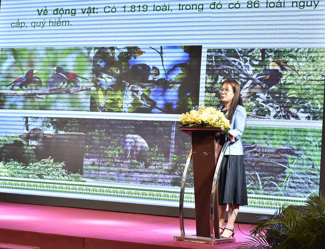 Đại diện Vườn Quốc gia Cát Tiên giới thiệu tiềm năng và các sản phẩm du lịch.