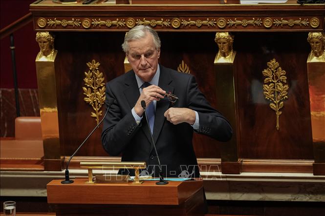 Thủ tướng Pháp Michel Barnier trong phiên bỏ phiếu bất tín nhiệm tại Quốc hội ở Paris, ngày 4/12/2024.
