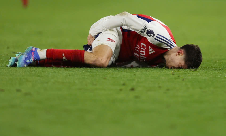 Kai Havertz dính chấn thương khiến hàng công Arsenal tan hoang.