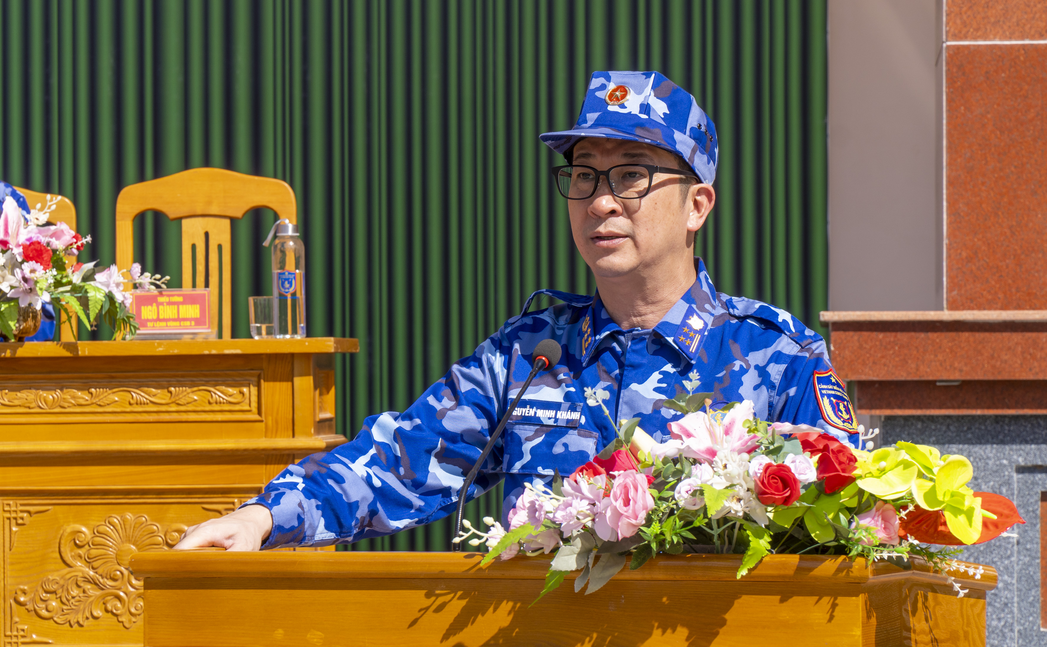 Đại tá Nguyễn Minh Khánh, Phó Tư lệnh, Tham mưu trưởng, BTL Vùng CSB 3 phát biểu tại lễ phát động.