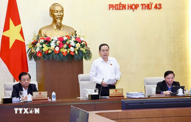Chủ tịch Quốc hội Trần Thanh Mẫn phát biểu khai mạc phiên họp. Ảnh: DOÃN TẤN