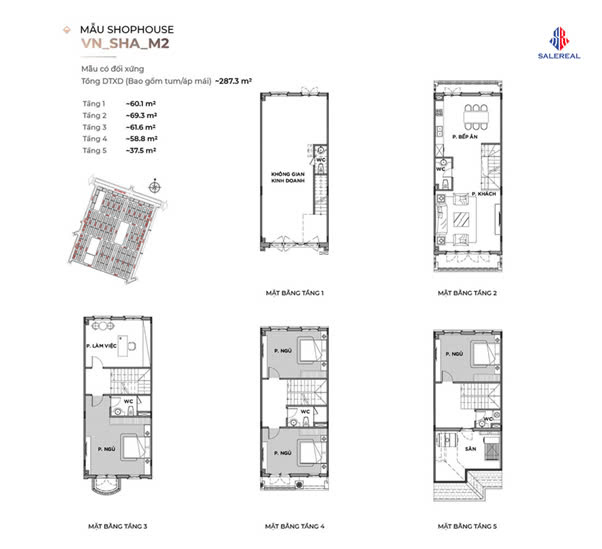 Minh họa layout một căn shophouse Vinhome Green City