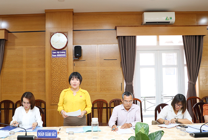 Bà Mai Ngọc Oanh, Chủ tịch UBMTTQ Việt Nam TP.Vũng Tàu phát biểu tại buổi giám sát.