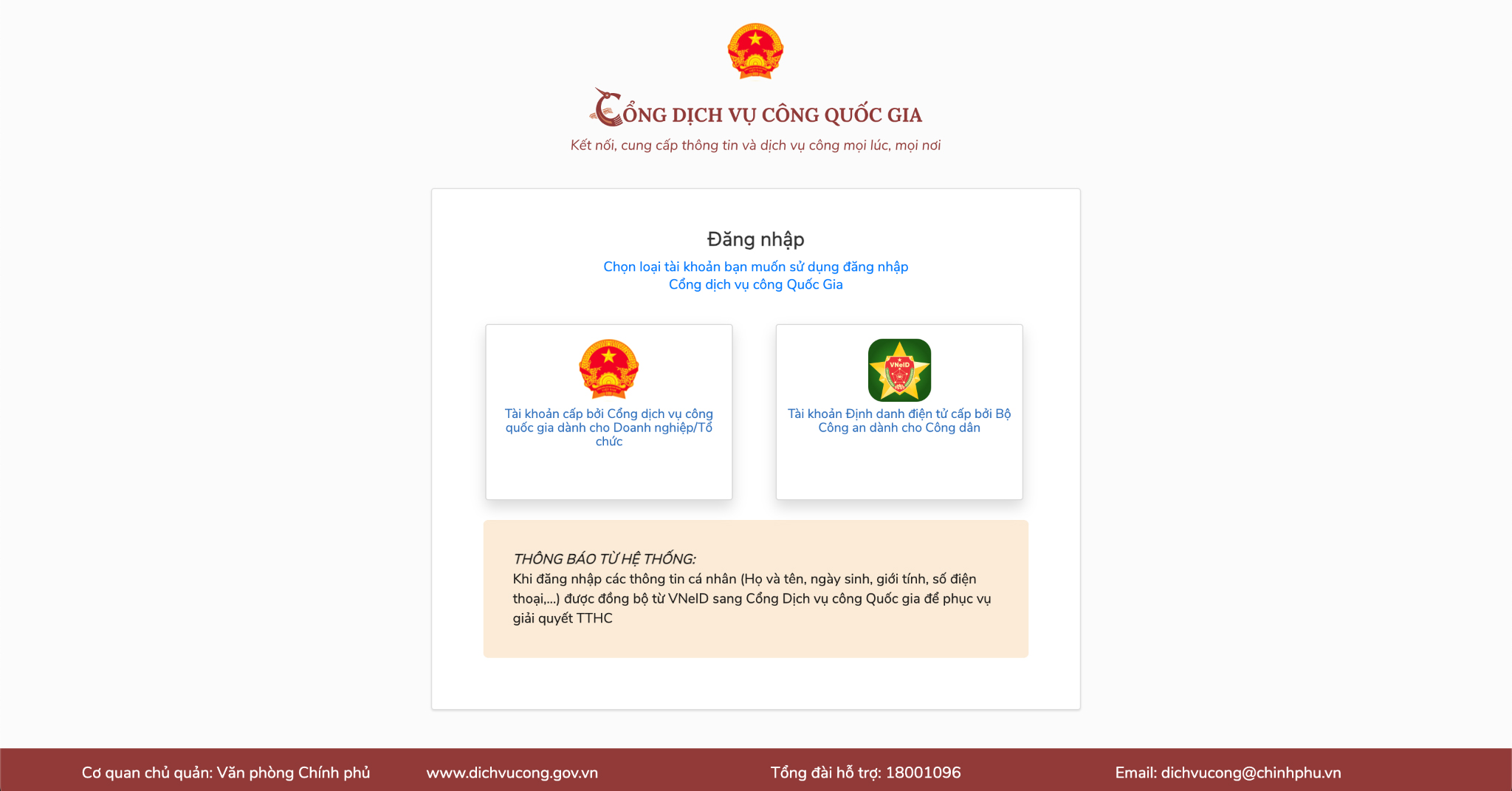 Đăng nhập vào hệ thống Dịch vụ công.