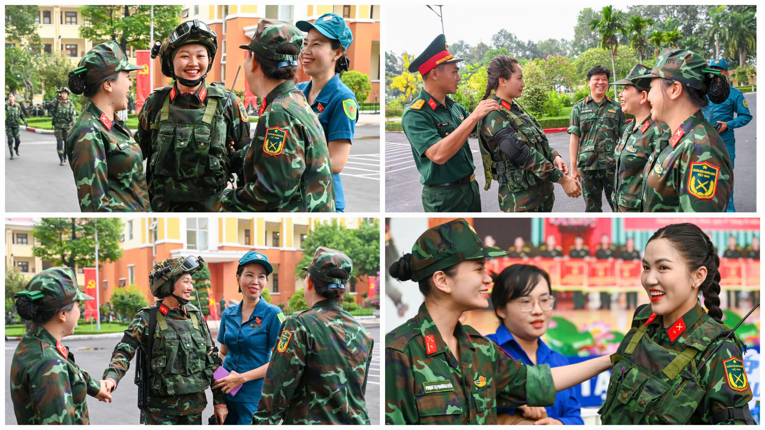 Những cái bắt tay thật chặt như một lời động viên cán bộ, chiến sĩ nỗ lực luyện tập, hoàn thành tốt nhiệm vụ được giao.