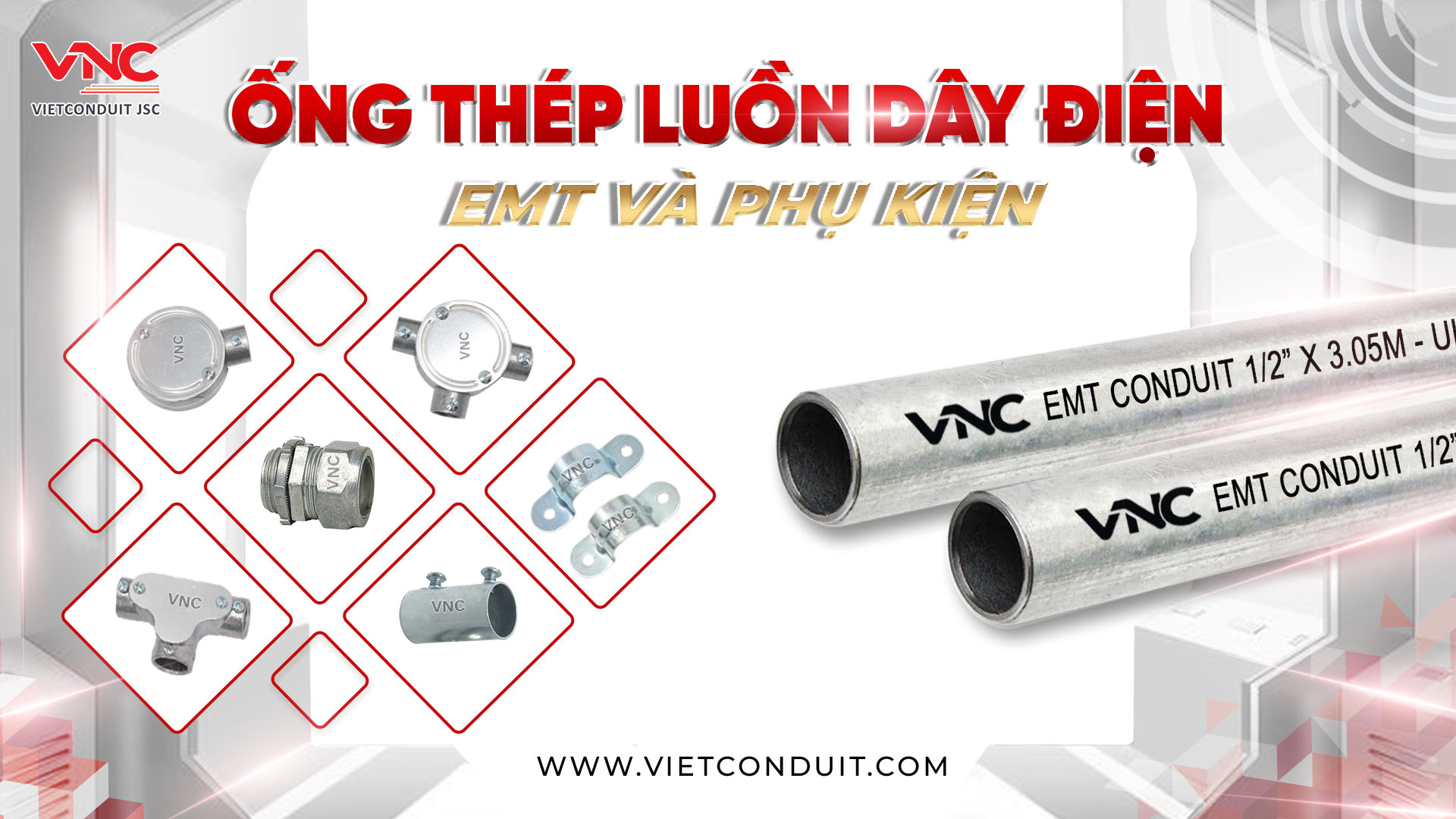 Ống thép luồn dây điện trơn EMT - Vietconduit đạt chuẩn UL 797