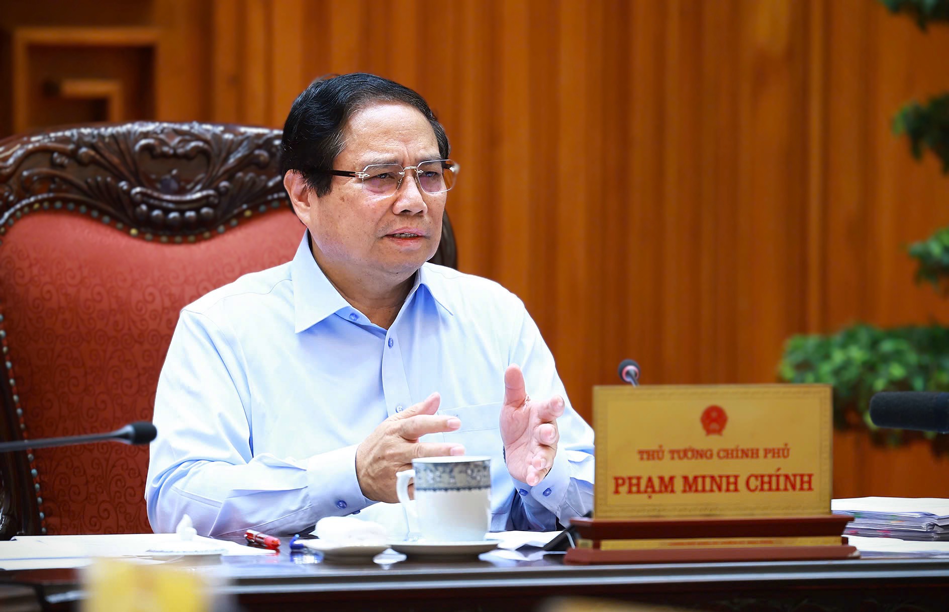 Thủ tướng Phạm Minh Chính chủ trì họp Thường trực Chính phủ với các bộ, ngành và Đoàn đàm phán Chính phủ về các vấn đề thương mại với Hoa Kỳ.