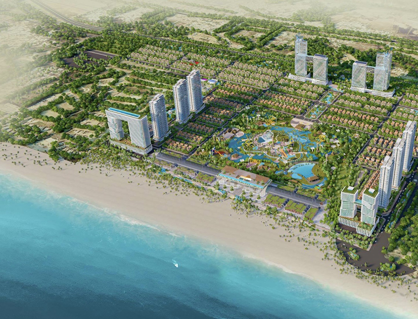 Phối cảnh quy hoạch khu đất 60ha phường 10,11 (TP. Vũng Tàu) được quy hoạch thành đô thị 3-2 nhìn từ hướng biển.