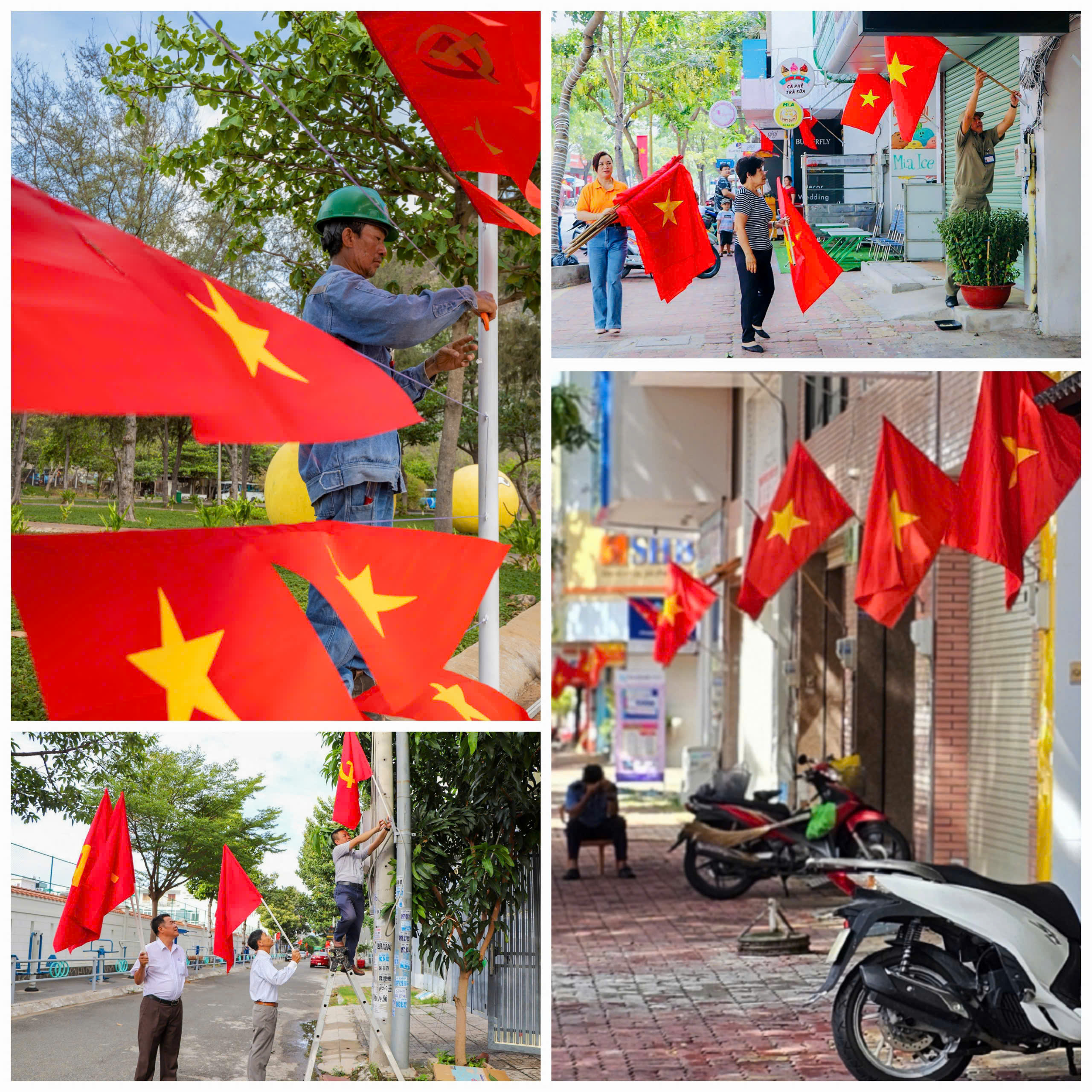 Người dân khắp nơi trên địa bàn tỉnh treo cờ Tổ quốc.
